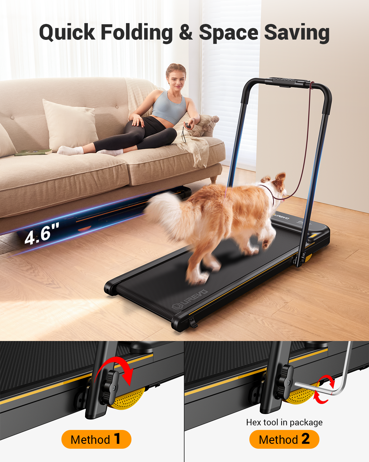UREVO Strol 2E 2-IN-1 Walking&Running Treadmill